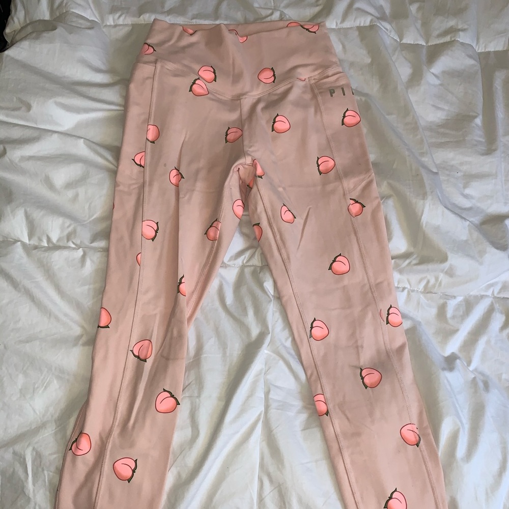 vs pink peach emoji leggings